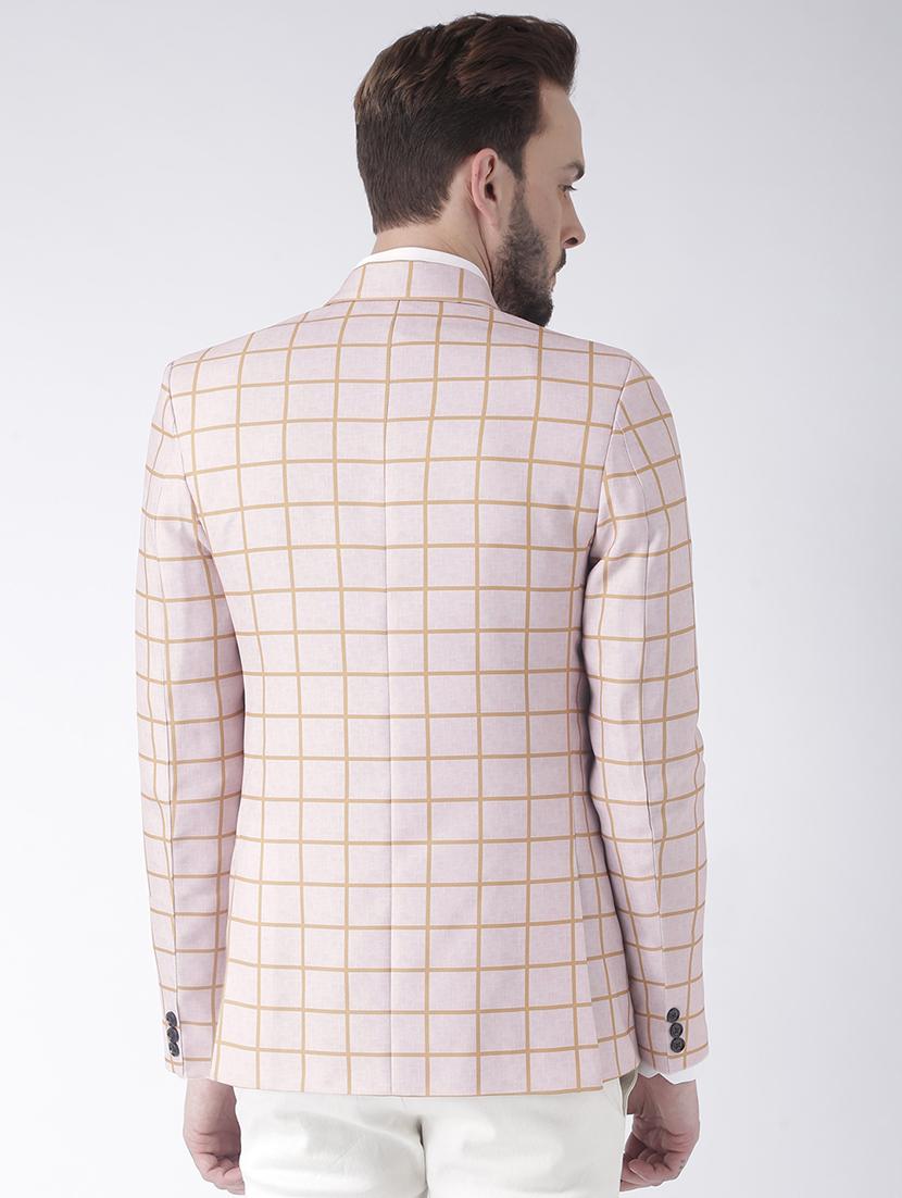 beige checkered single breasted casual blazer - 17351455 - Zoom Image - 3