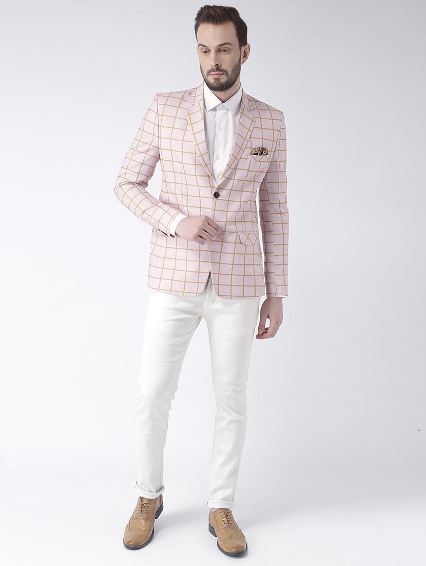 beige checkered single breasted casual blazer - 17351455 - Zoom Image - 4
