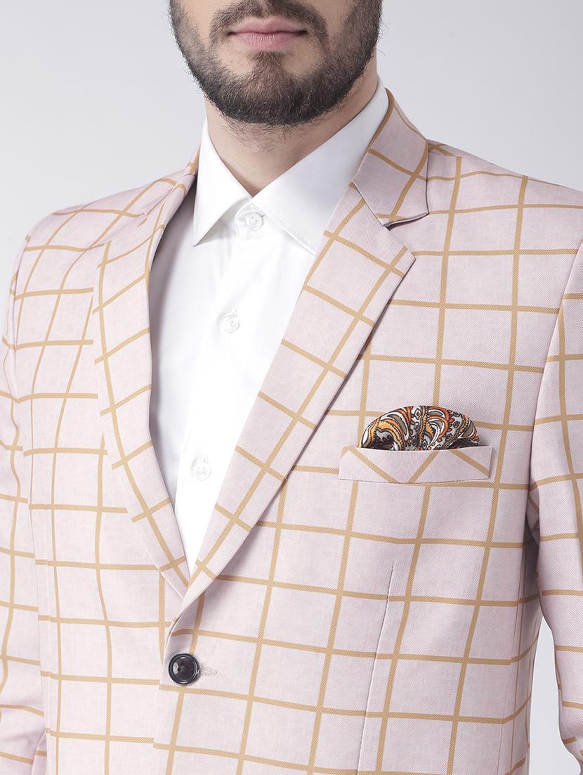 beige checkered single breasted casual blazer - 17351455 - Zoom Image - 5