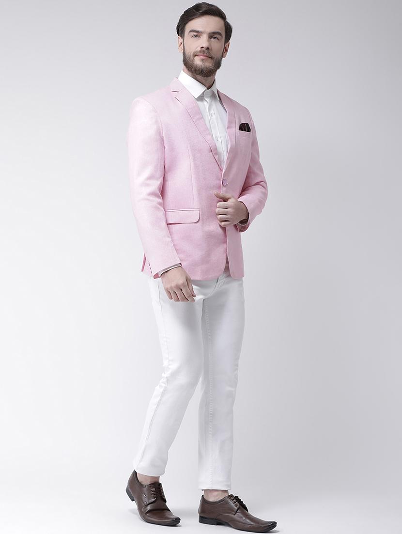 pink solid linen casual blazer - 17351457 - Zoom Image - 4