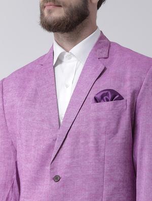 purple solid linen casual blazer - 17351460 - Standard Image - 5