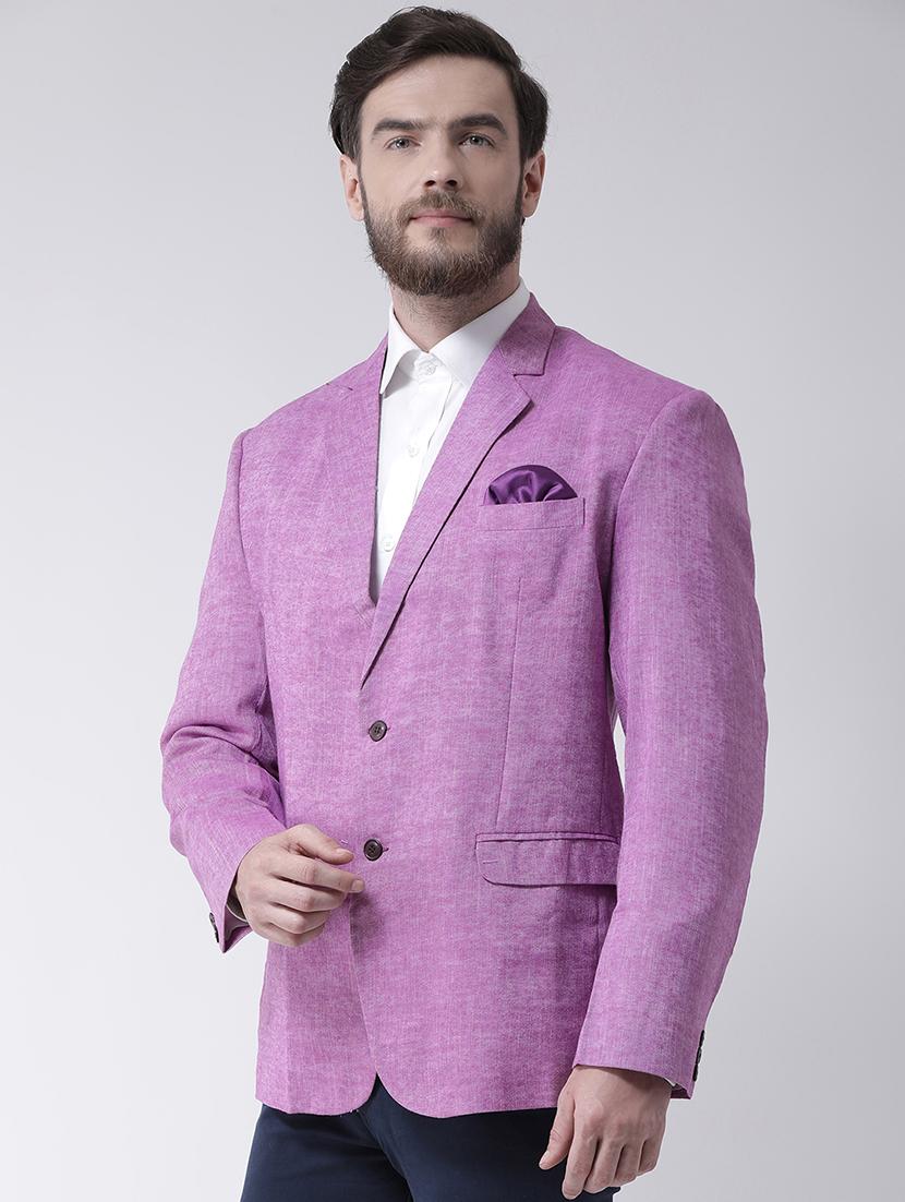 purple solid linen casual blazer - 17351460 - Zoom Image - 2