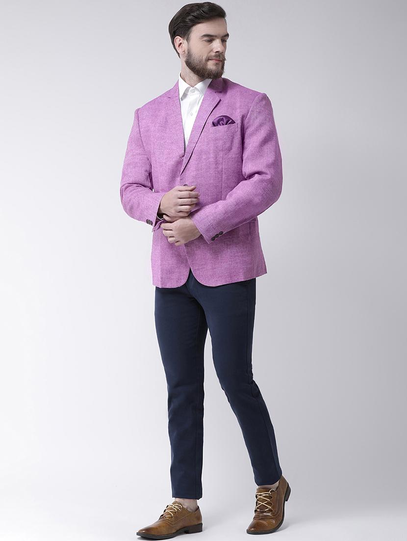 purple solid linen casual blazer - 17351460 - Zoom Image - 4