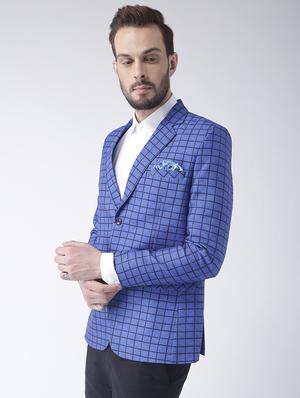 blue checkered casual blazer - 17351461 - Standard Image - 2