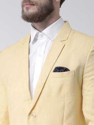 yellow solid linen casual blazer - 17351465 - Standard Image - 5