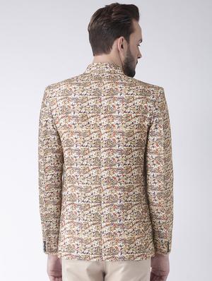 beige printed casual blazer - 17351466 - Standard Image - 3