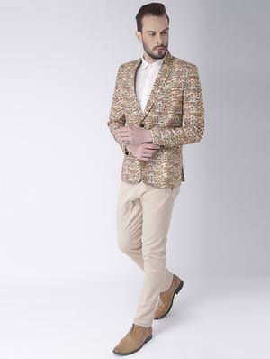 beige printed casual blazer - 17351466 - Standard Image - 4