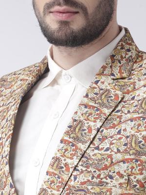 beige printed casual blazer - 17351466 - Standard Image - 5