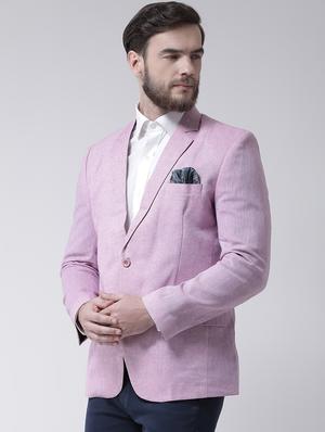 purple solid linen casual blazer - 17351468 - Standard Image - 2