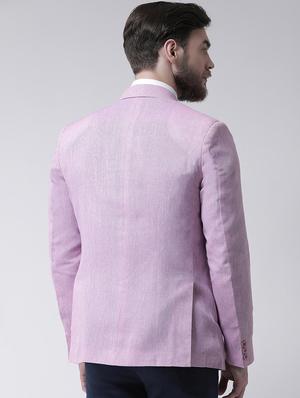 purple solid linen casual blazer - 17351468 - Standard Image - 3