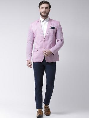 purple solid linen casual blazer - 17351468 - Standard Image - 4
