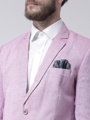 purple solid linen casual blazer - 17351468 - Standard Image - 5