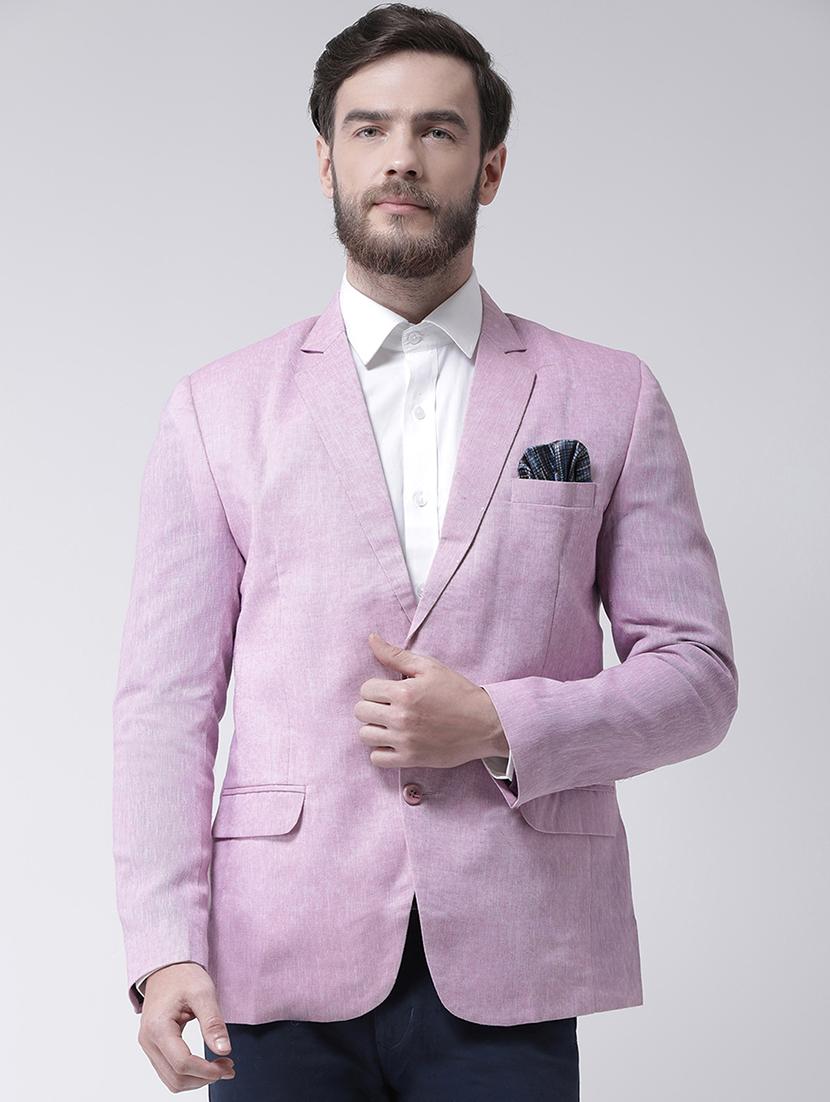 purple solid linen casual blazer - 17351468 - Zoom Image - 1