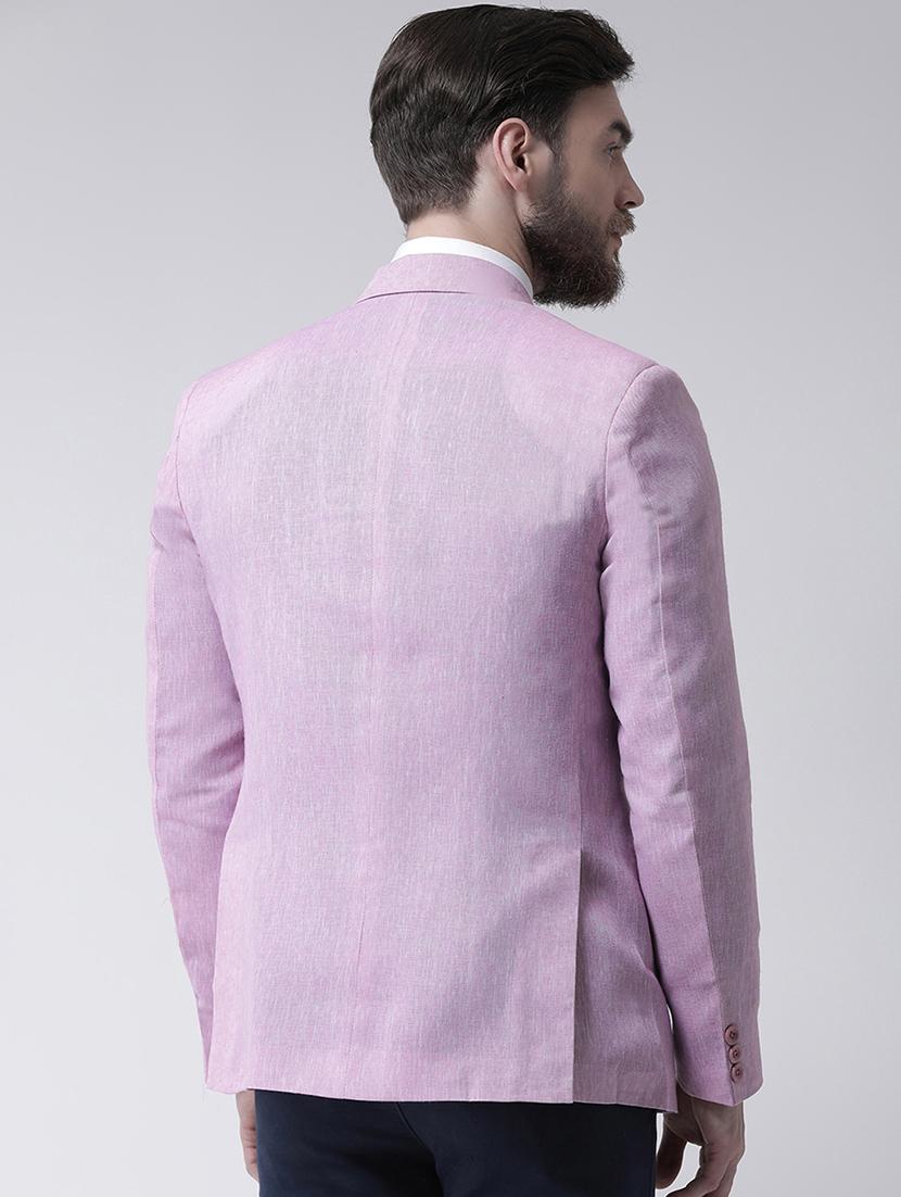 purple solid linen casual blazer - 17351468 - Zoom Image - 3