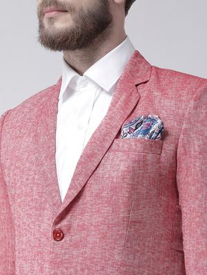 red solid linen casual blazer - 17351477 - Standard Image - 5