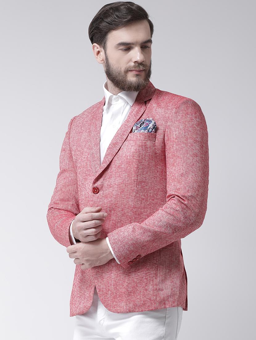 red solid linen casual blazer - 17351477 - Zoom Image - 2