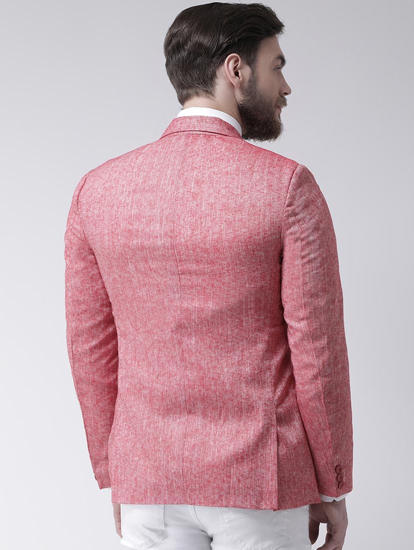 red solid linen casual blazer - 17351477 - Zoom Image - 3