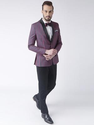 blue striped casual blazer - 17351481 - Standard Image - 4