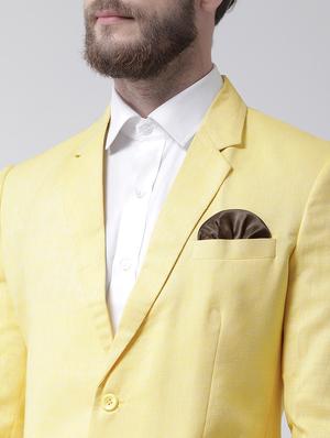 yellow solid linen casual blazer - 17351482 - Standard Image - 5