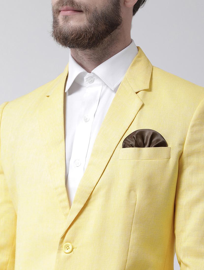 yellow solid linen casual blazer - 17351482 - Zoom Image - 5