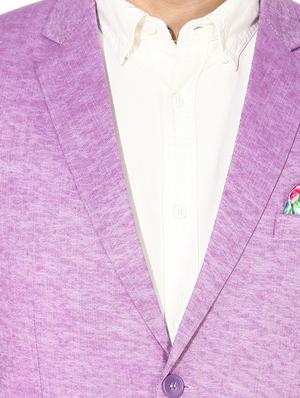 purple solid linen casual blazer - 17351486 - Standard Image - 5