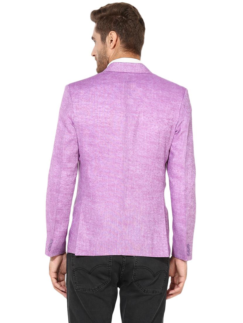 purple solid linen casual blazer - 17351486 - Zoom Image - 3