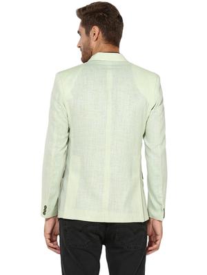 green solid linen casual blazer - 17351488 - Standard Image - 3