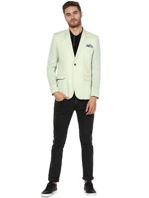green solid linen casual blazer - 17351488 - Standard Image - 4