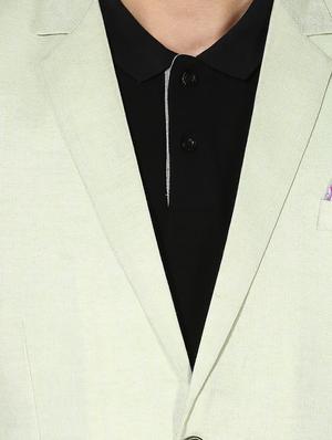 green solid linen casual blazer - 17351488 - Standard Image - 5