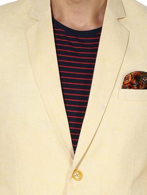 yellow solid linen casual blazer - 17351490 - Standard Image - 5