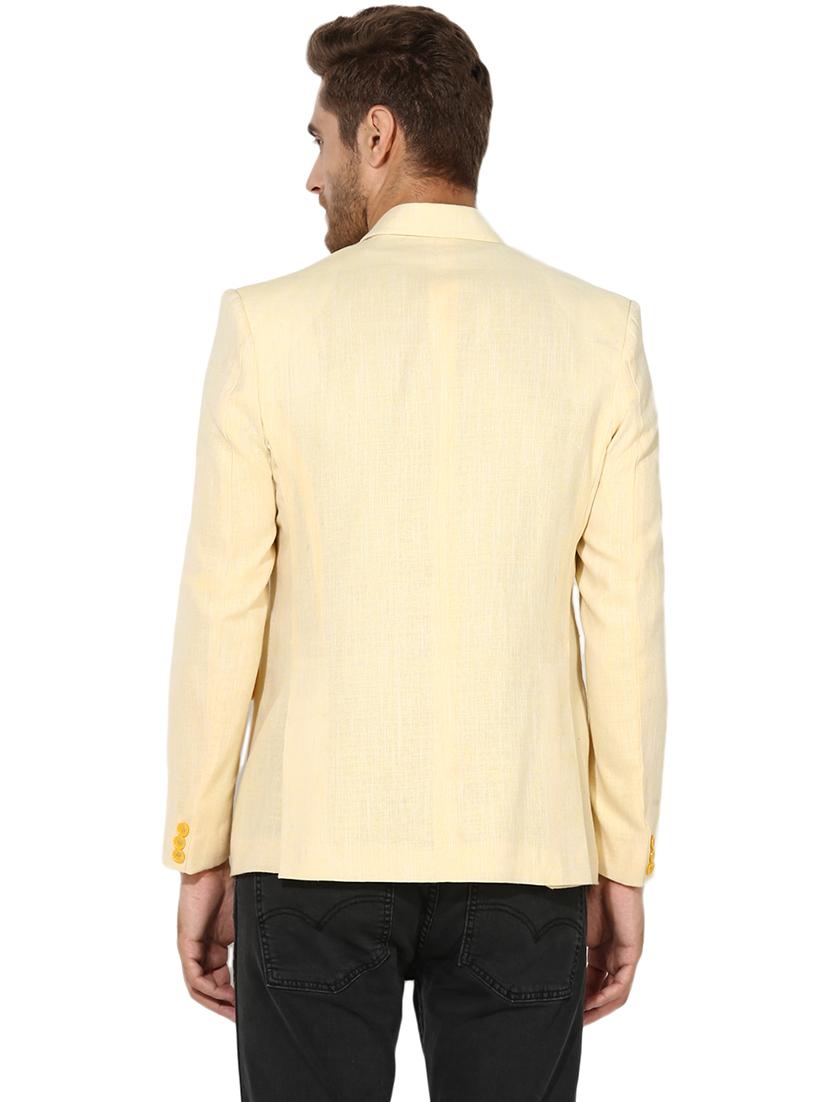 yellow solid linen casual blazer - 17351490 - Zoom Image - 3