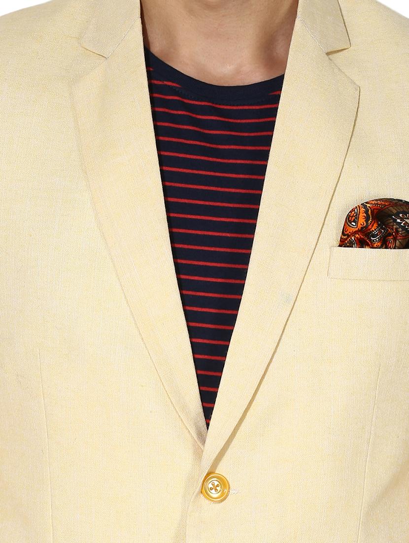 yellow solid linen casual blazer - 17351490 - Zoom Image - 5