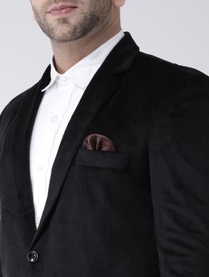 black solid velvet casual blazer - 17351492 - Standard Image - 5