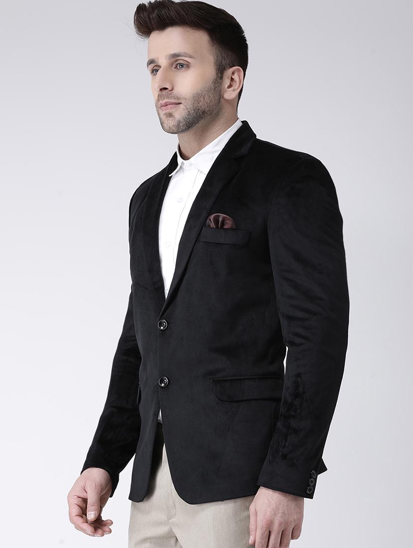 black solid velvet casual blazer - 17351492 - Zoom Image - 2