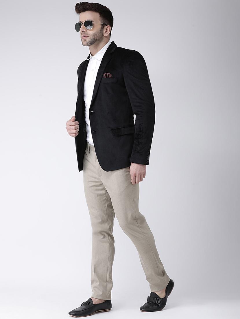 black solid velvet casual blazer - 17351492 - Zoom Image - 4