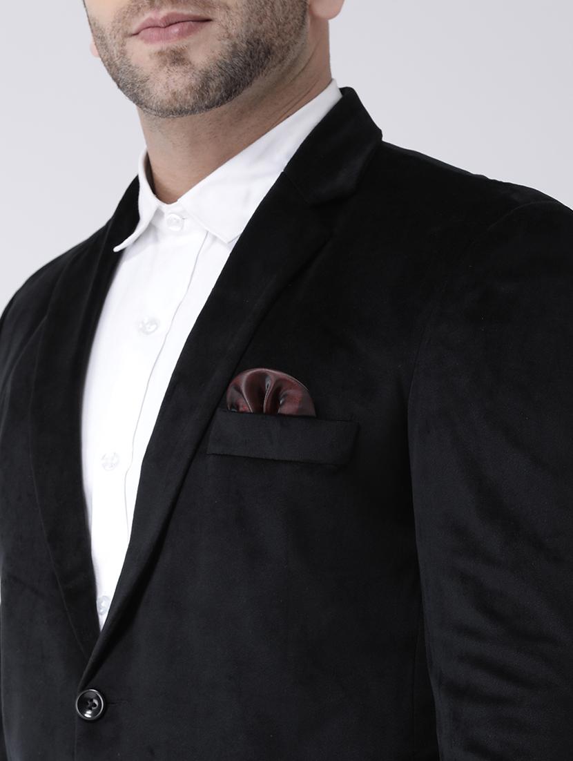 black solid velvet casual blazer - 17351492 - Zoom Image - 5