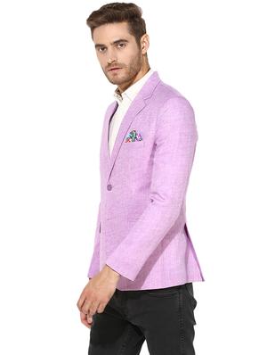 purple solid linen casual blazer - 17351493 - Standard Image - 2