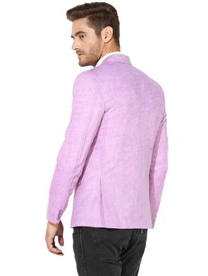 purple solid linen casual blazer - 17351493 - Standard Image - 3