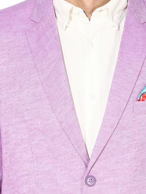 purple solid linen casual blazer - 17351493 - Standard Image - 5