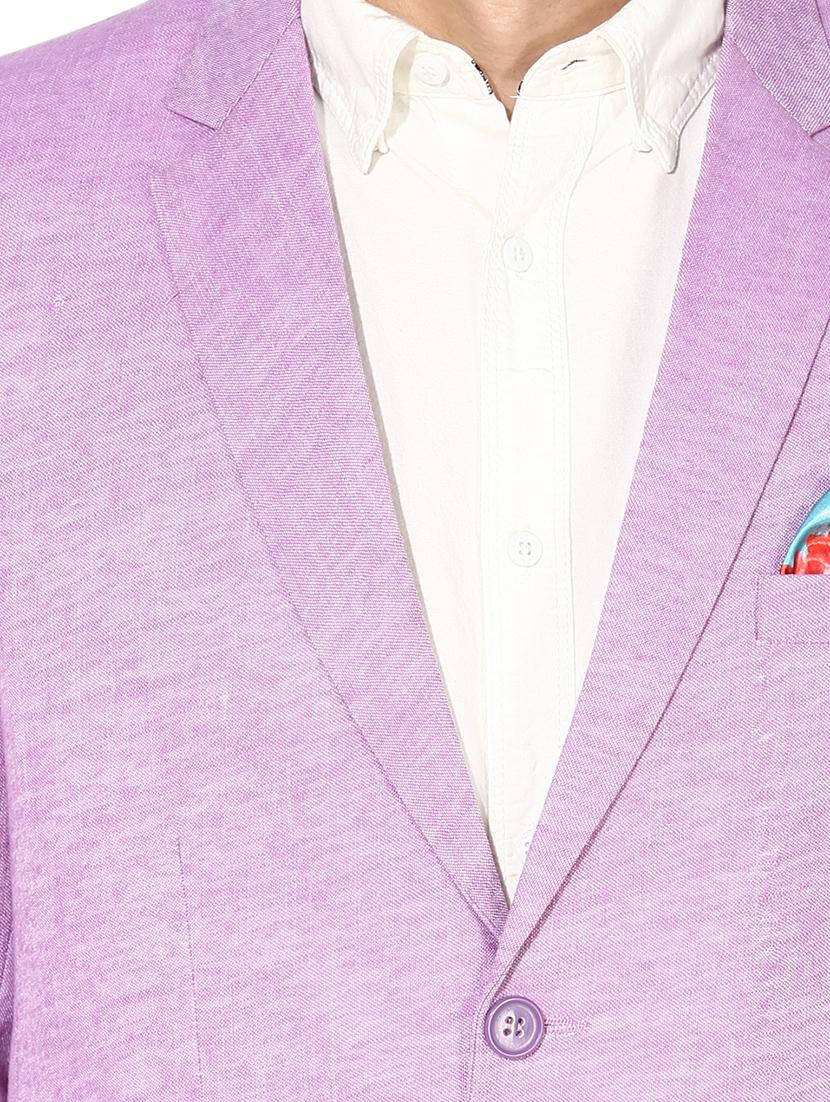 purple solid linen casual blazer - 17351493 - Zoom Image - 5