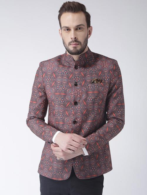 grey printed casual blazer - 17351496 - Standard Image - 1