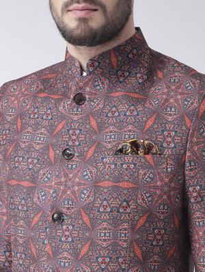 grey printed casual blazer - 17351496 - Standard Image - 5