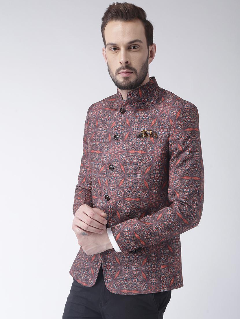 grey printed casual blazer - 17351496 - Zoom Image - 2
