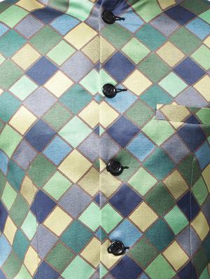 green checkered bandhgala casual blazer - 17351502 - Standard Image - 5