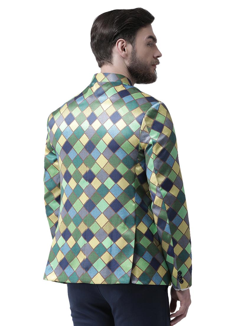 green checkered bandhgala casual blazer - 17351502 - Zoom Image - 4