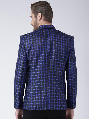 blue checkered casual blazer - 17351519 - Standard Image - 3