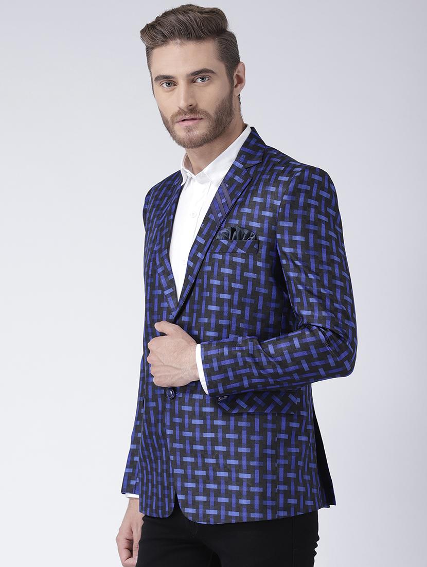 blue checkered casual blazer - 17351519 - Zoom Image - 2