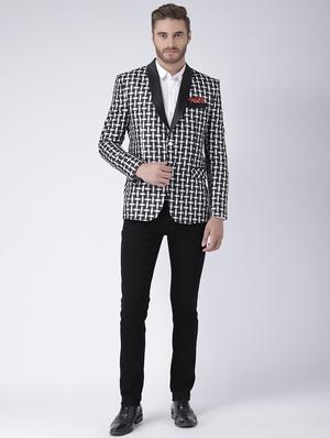 black checkered tuxedo blazer - 17351524 - Standard Image - 4
