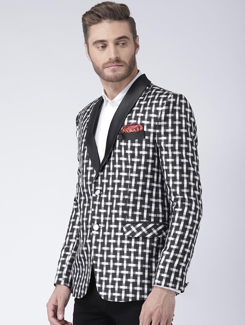 black checkered tuxedo blazer - 17351524 - Zoom Image - 2