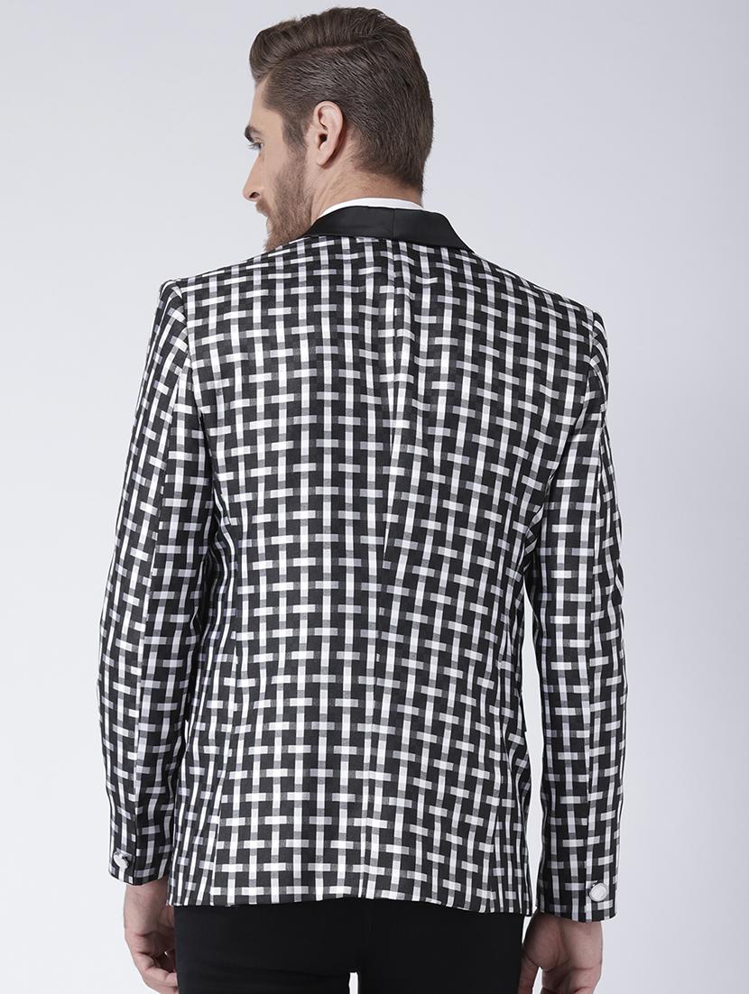 black checkered tuxedo blazer - 17351524 - Zoom Image - 3